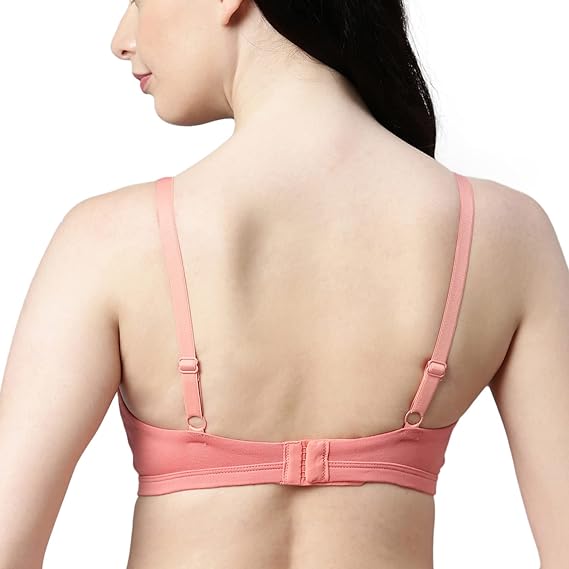Enamor Innovations Intellifresh Antimicrobial Cotton Minimizer T-Shirt Bra – Padded Fixed Cups, Wirefree, Full Coverage A058